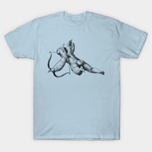 Cupid Angel Line Art Valentines Cherub Vintage T-Shirt